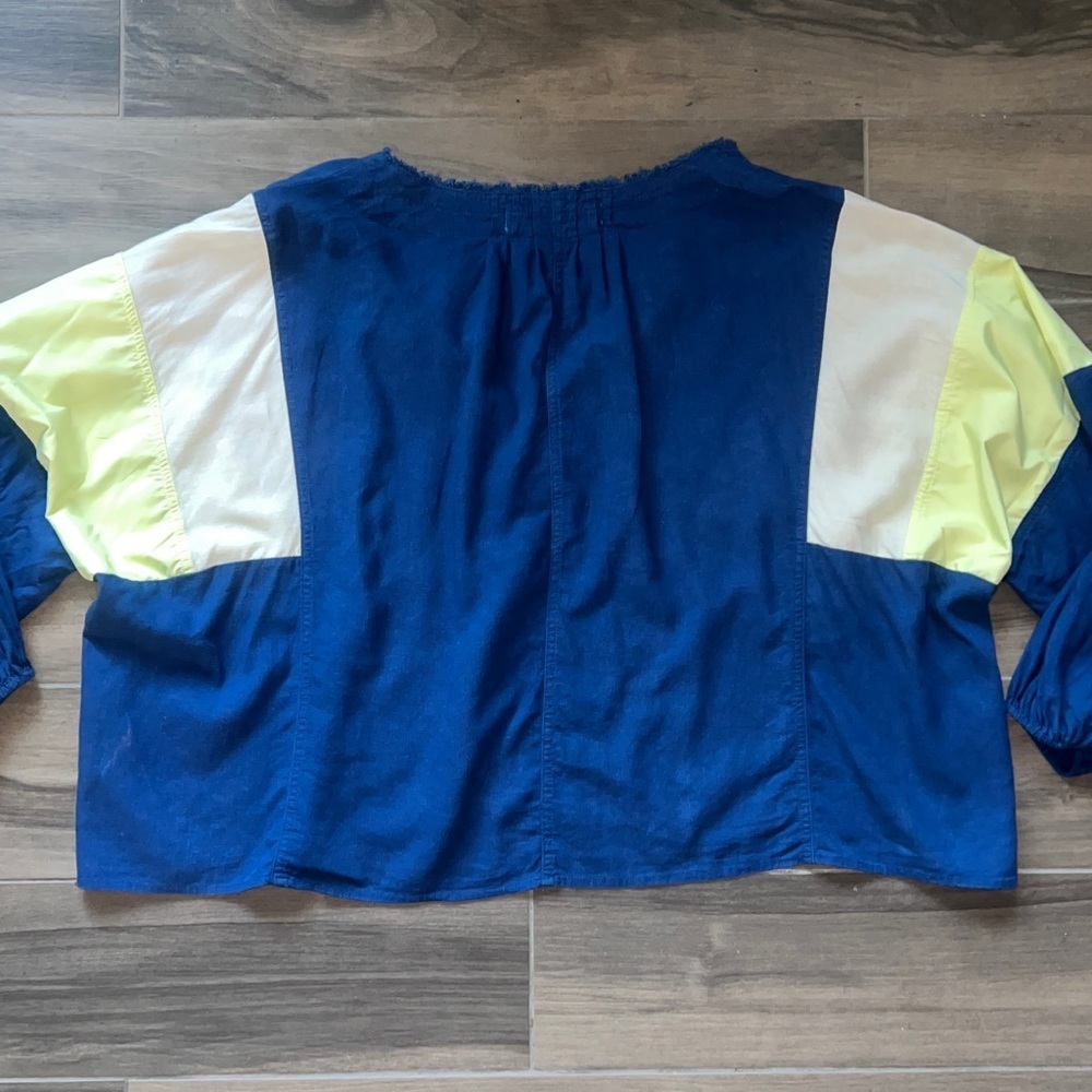 Free People Beating Hearts Pullover Windbreaker Top Navy combo XS - Picture 10 of 16